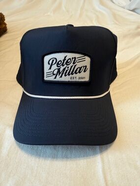 Peter Millar Navy Cap with White Rope Trim and Patch